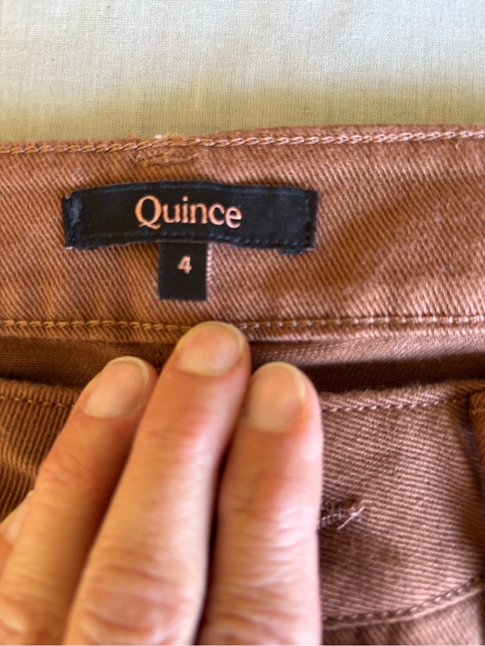 Quince Organic Cotton Twill Cropped Pants Rust Brown Straight Leg Stretch 4 - Picture 4 of 9